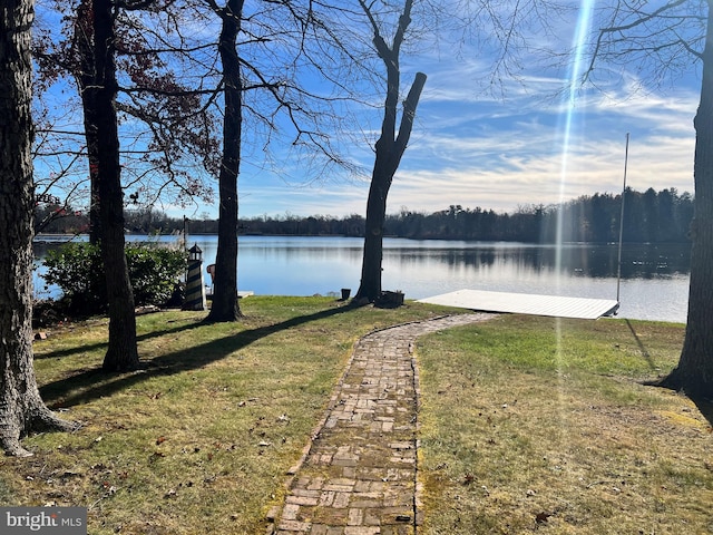 property view of water with a boat dock