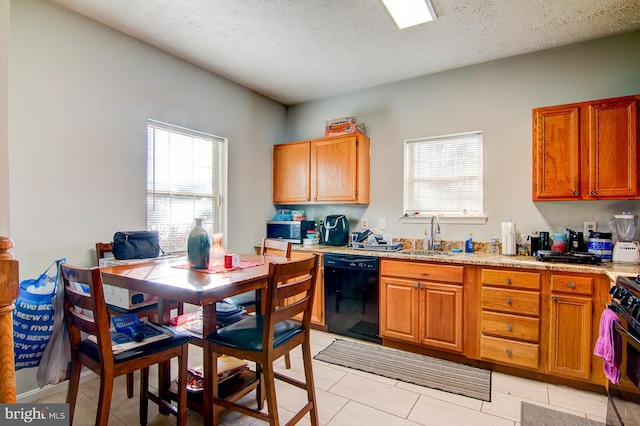 kitchen featuring light tile floors, sink, dishwasher, and a healthy amount of sunlight