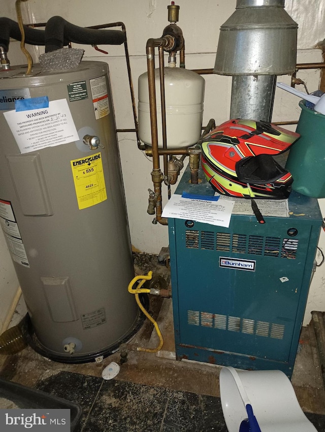 utility room with electric water heater