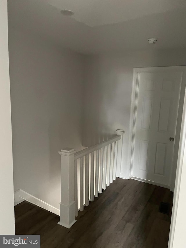 staircase featuring wood-type flooring