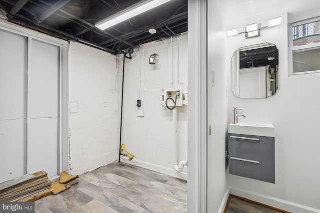 basement with sink