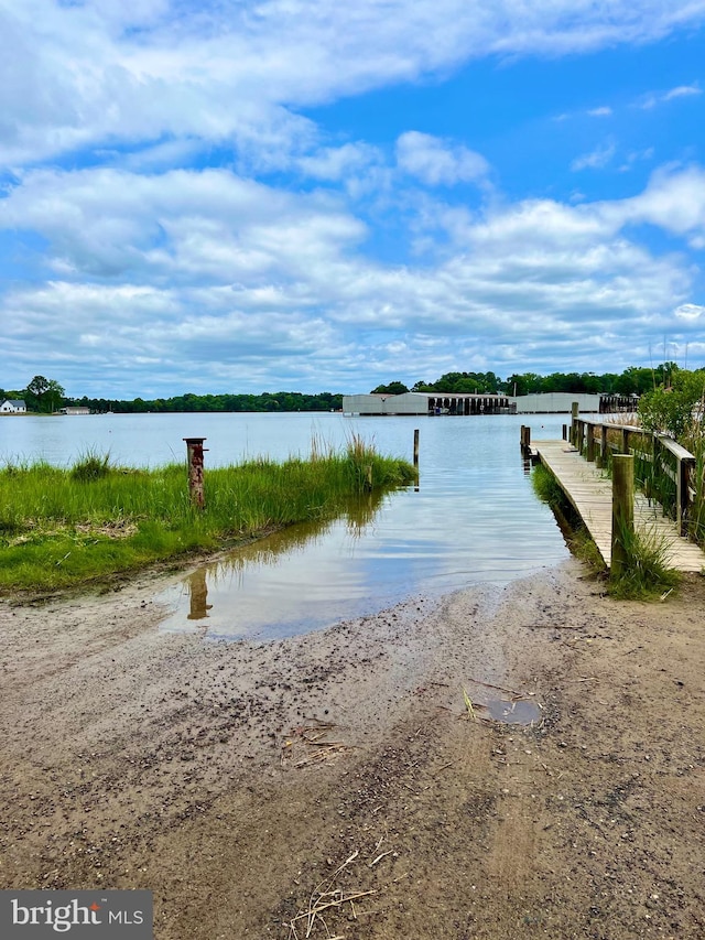 property view of water featuring a dock