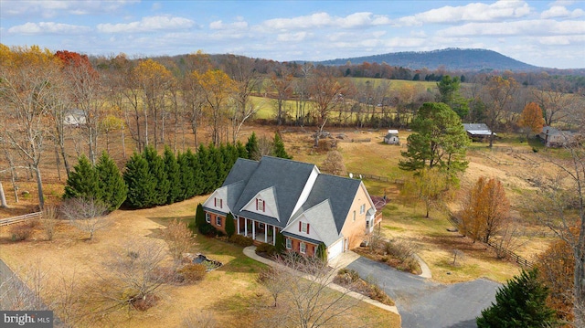 bird's eye view with a mountain view