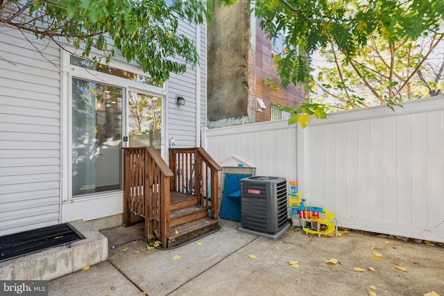 view of patio featuring central air condition unit