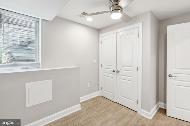 interior space with light hardwood / wood-style flooring