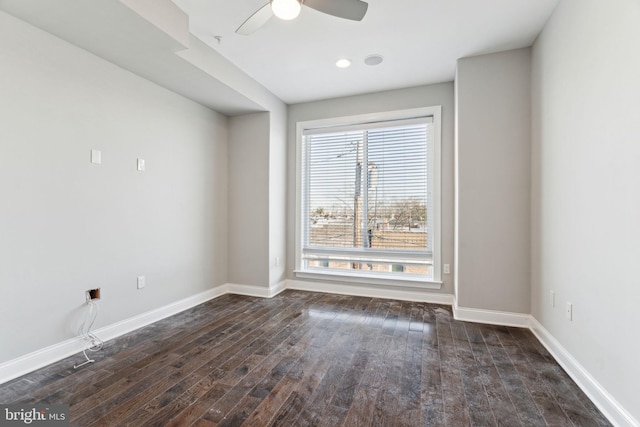 1922 S Lambert St, Philadelphia, PA 19145 - spare room featuring dark wood-type flooring, baseboards, and ceiling fan