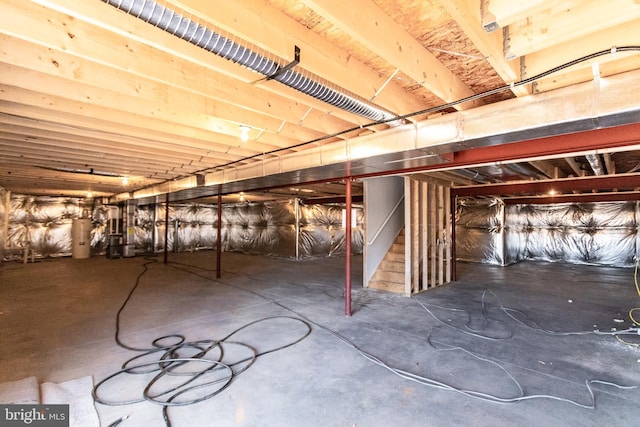 basement featuring gas water heater