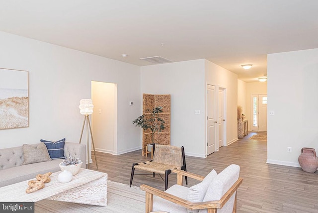 living room featuring light hardwood / wood-style flooring