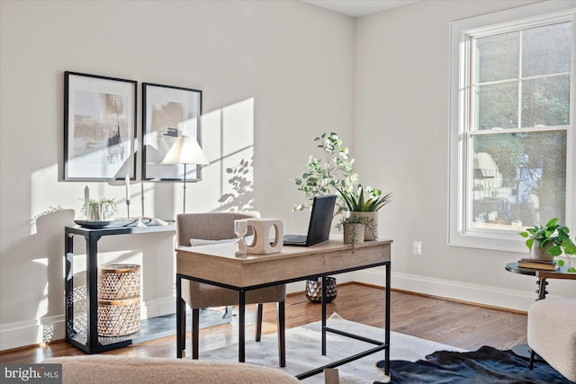 office area featuring hardwood / wood-style flooring