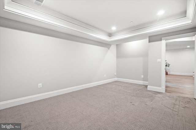 basement featuring carpet flooring