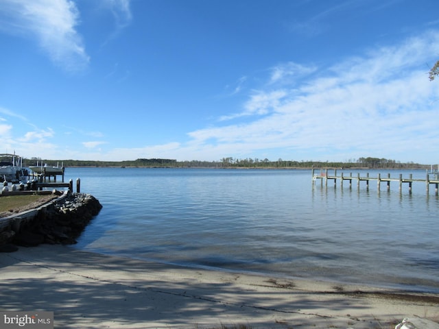 view of dock featuring a water view