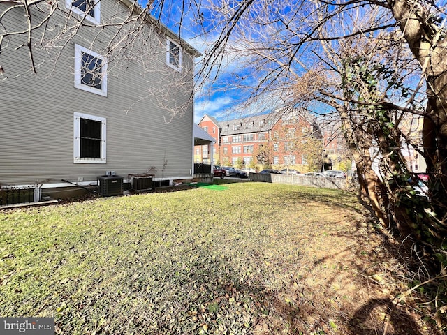 view of yard featuring central AC