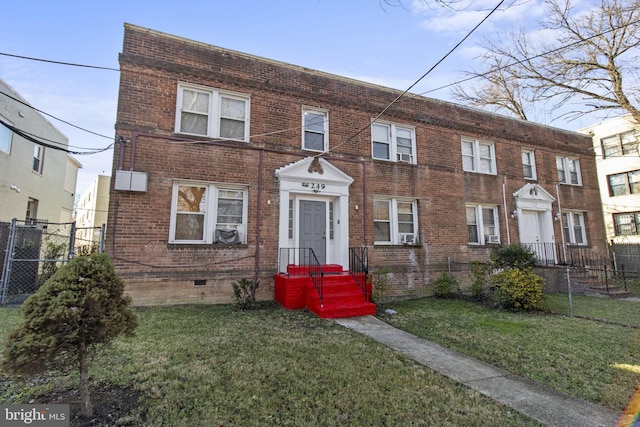 view of property with a front lawn