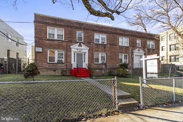 view of property featuring a front yard