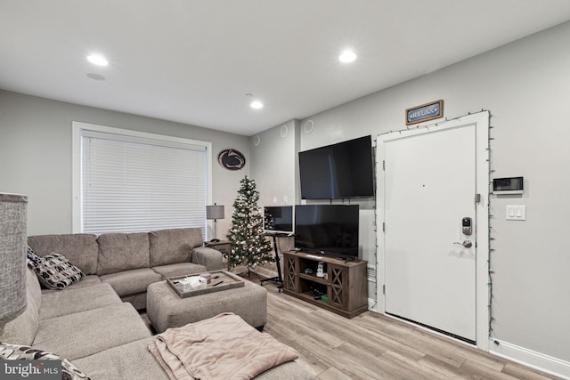 living room with light wood-type flooring