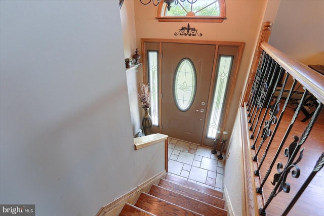 entrance foyer featuring wood-type flooring