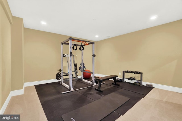 workout area with carpet