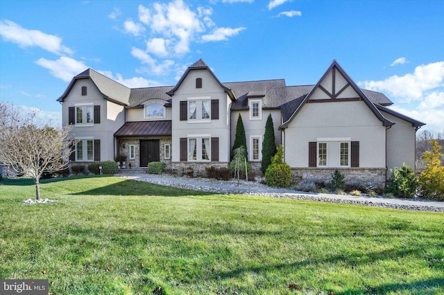 view of front of home with a front lawn