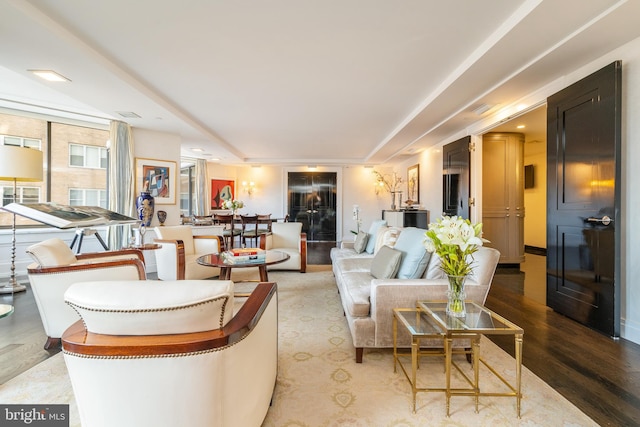 living room featuring light hardwood / wood-style flooring