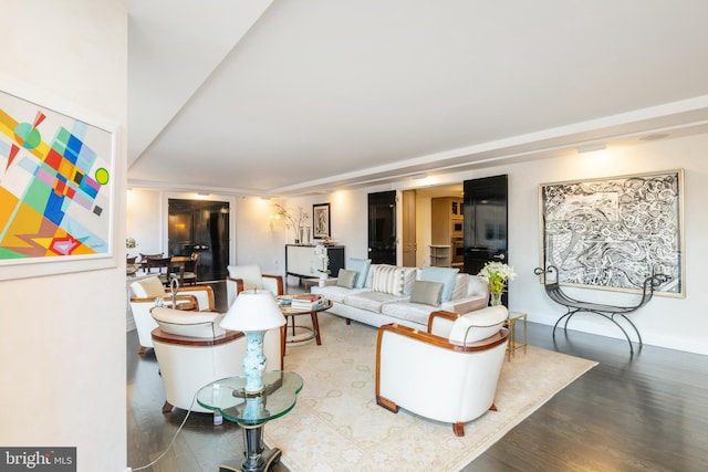 living room with hardwood / wood-style floors