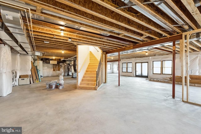 basement with water heater