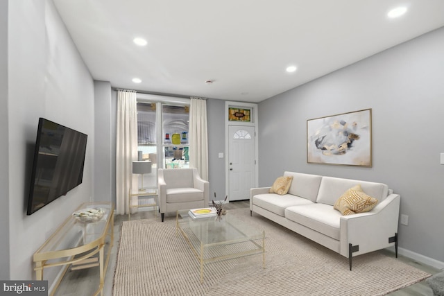 living room with hardwood / wood-style flooring