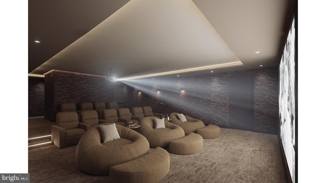 390 Ocean Ave Unit 1403, Long Branch, NJ 07740 - carpeted home theater with wallpapered walls and recessed lighting