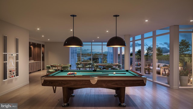 390 Ocean Ave Unit 1403, Long Branch, NJ 07740 - recreation room featuring wood finished floors, expansive windows, billiards, and recessed lighting