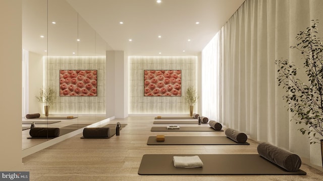 390 Ocean Ave Unit 1403, Long Branch, NJ 07740 - exercise area featuring wood finished floors and recessed lighting