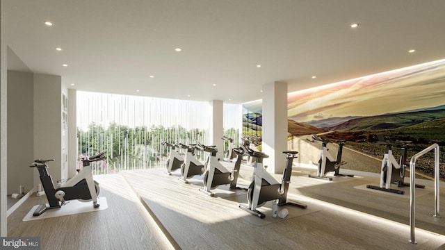390 Ocean Ave Unit 1403, Long Branch, NJ 07740 - exercise room featuring recessed lighting and expansive windows
