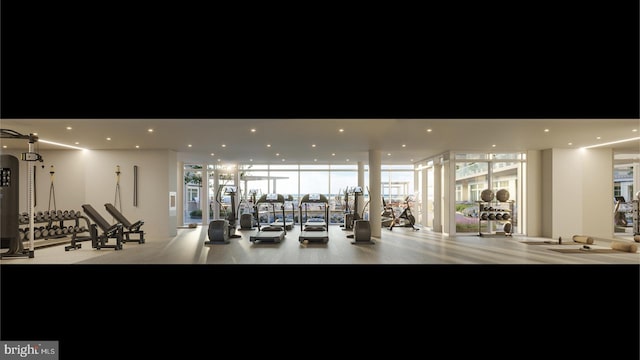390 Ocean Ave Unit 1403, Long Branch, NJ 07740 - gym featuring recessed lighting and a wall of windows