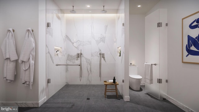 390 Ocean Ave Unit 1403, Long Branch, NJ 07740 - bathroom featuring a marble finish shower and recessed lighting