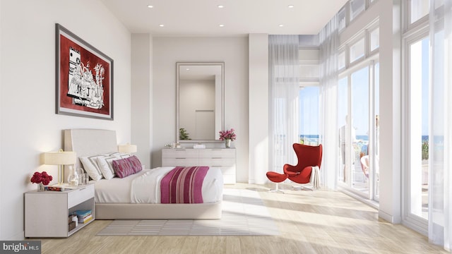 390 Ocean Ave Unit 1403, Long Branch, NJ 07740 - bedroom featuring access to outside, multiple windows, and recessed lighting