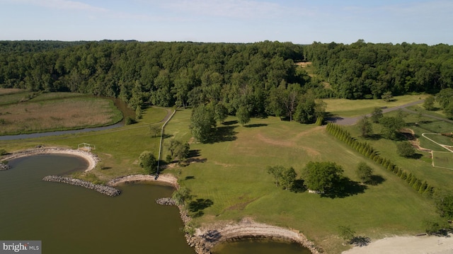 aerial view with a rural view and a water view