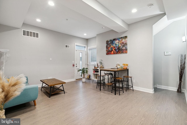 dining room with light hardwood / wood-style floors