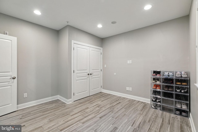 interior space with light hardwood / wood-style flooring