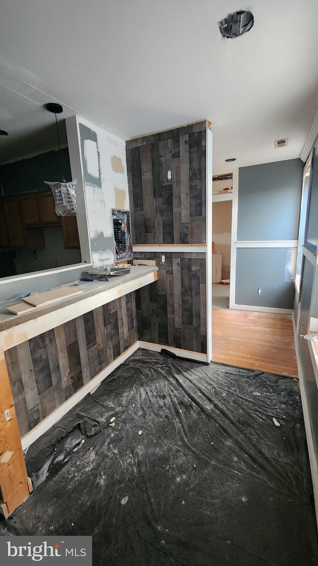 kitchen with hardwood / wood-style floors