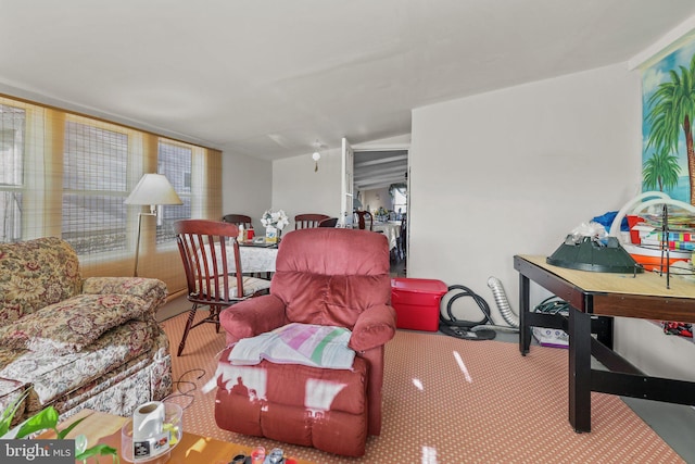 living room with carpet flooring