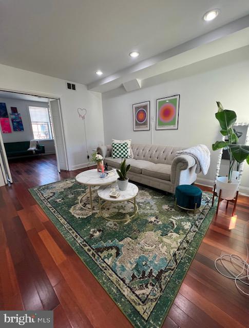 2022 Fitzwater St, Philadelphia, PA 19146 - living room featuring hardwood / wood-style flooring and recessed lighting