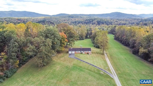 birds eye view of property featuring a mountain view