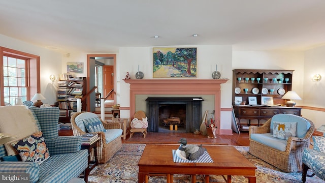 living room with hardwood / wood-style flooring