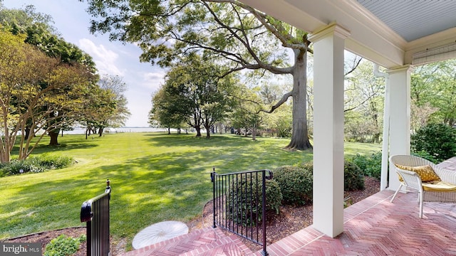 view of yard with a porch