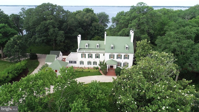 exterior space featuring a water view