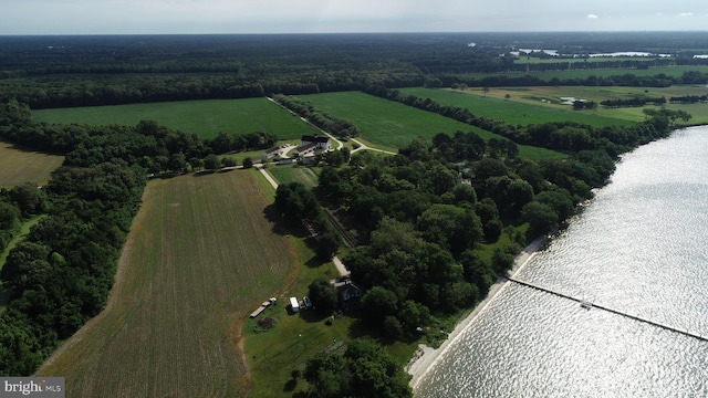 birds eye view of property with a rural view and a water view