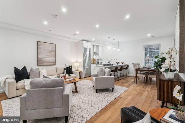 living room featuring light hardwood / wood-style floors