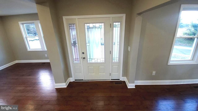 entrance foyer featuring dark wood-type flooring