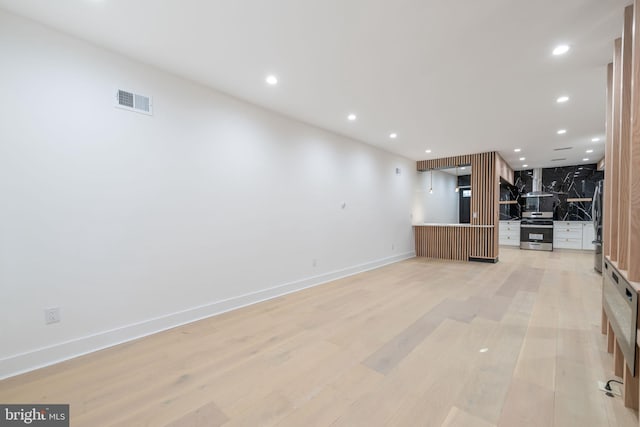 unfurnished living room with light hardwood / wood-style floors