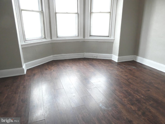 spare room with dark wood-type flooring