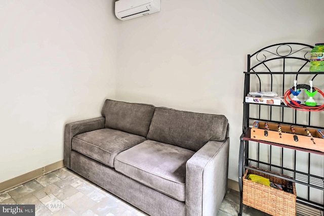 living room featuring a wall mounted air conditioner