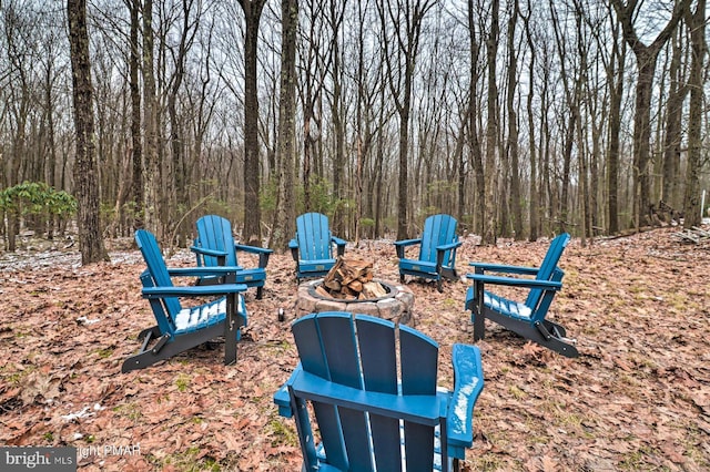 view of yard featuring a fire pit